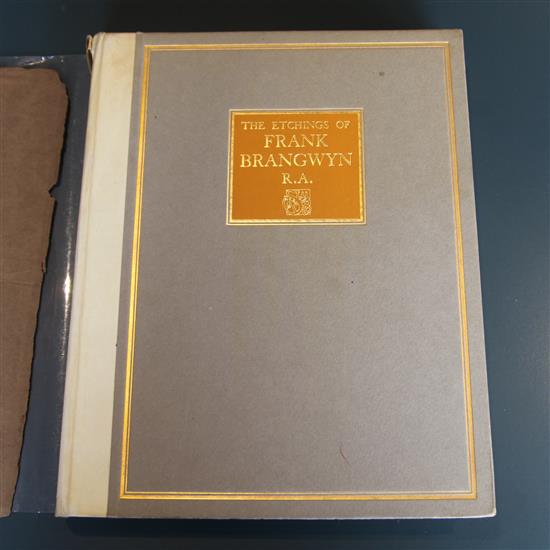 Gaunt, William - The Etchings of Frank Brangwyn: A Catalogue Raisonne, 4to, half vellum, inner hinges split,